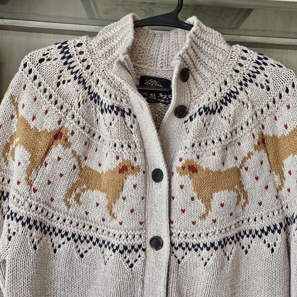 VTG LL Bean Women's Signature Cotton Fisherman Sweater, Labrador Fair Isle - Picture 6 of 13